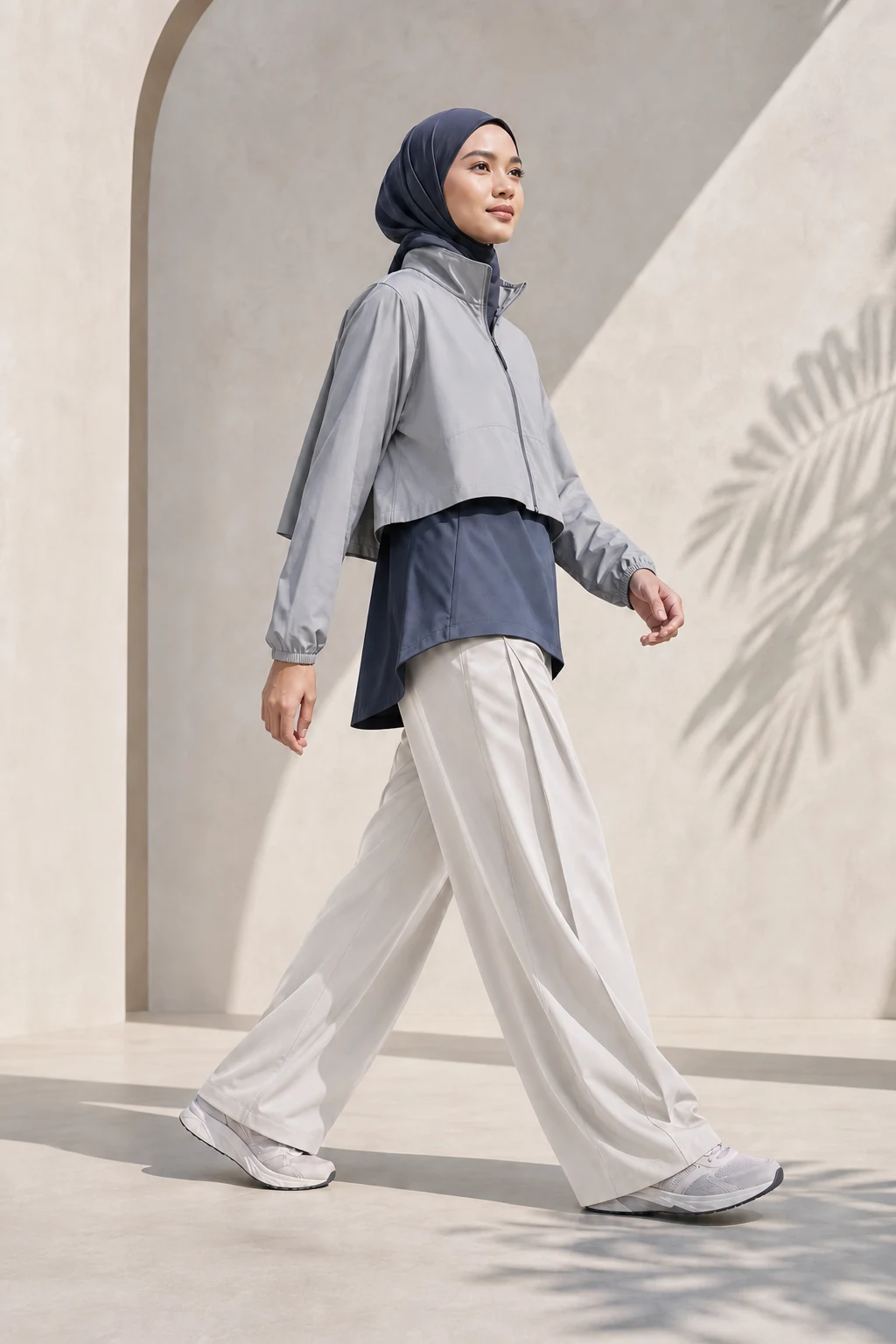 Flowing Wide-Leg Performance Trouser in Cloud Stone, concept view 1 of 2
